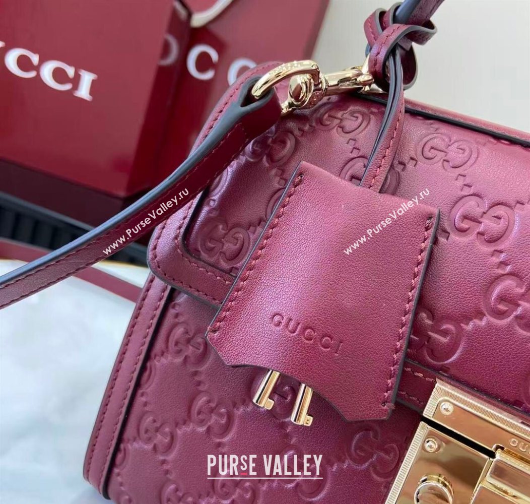 Gucci Padlock GG Leather medium top handle bag Red 2025 838998 (XLU-250930045)