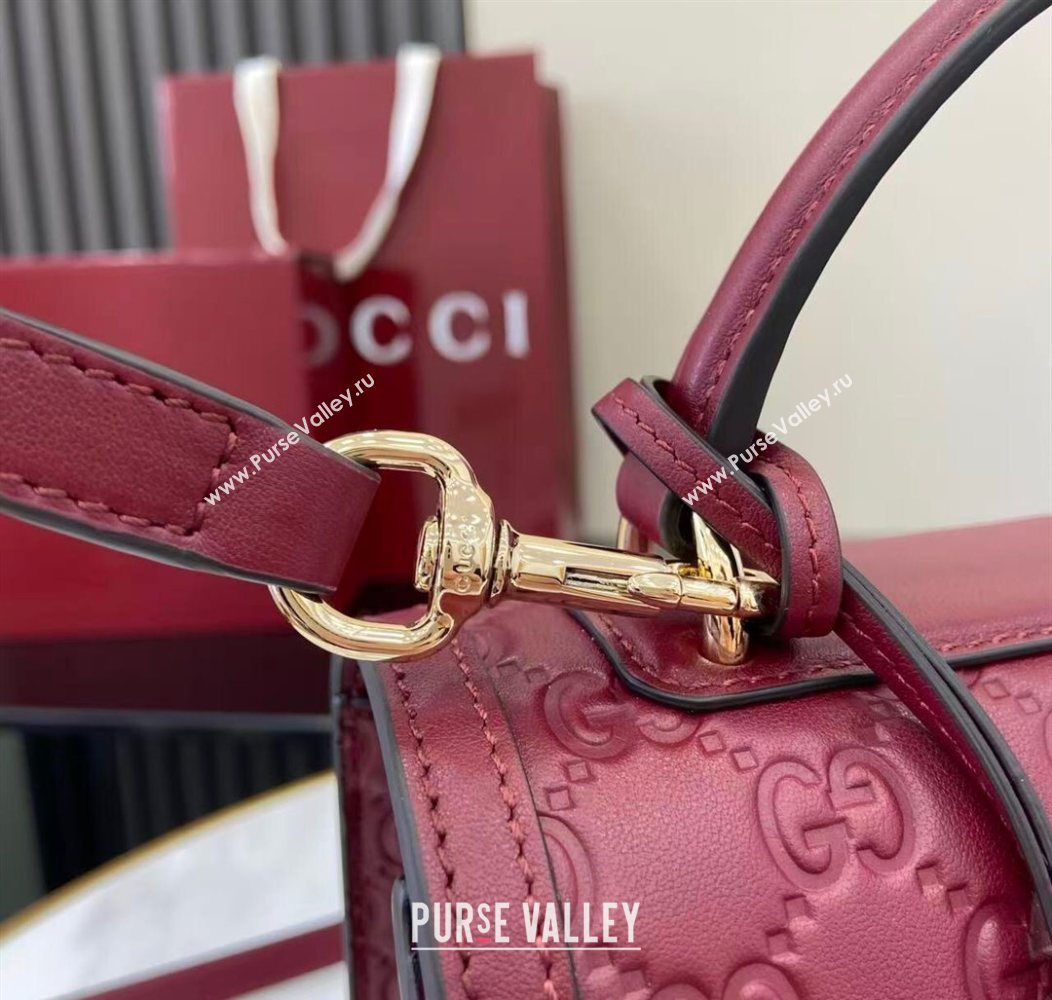 Gucci Padlock GG Leather medium top handle bag Red 2025 838998 (XLU-250930045)