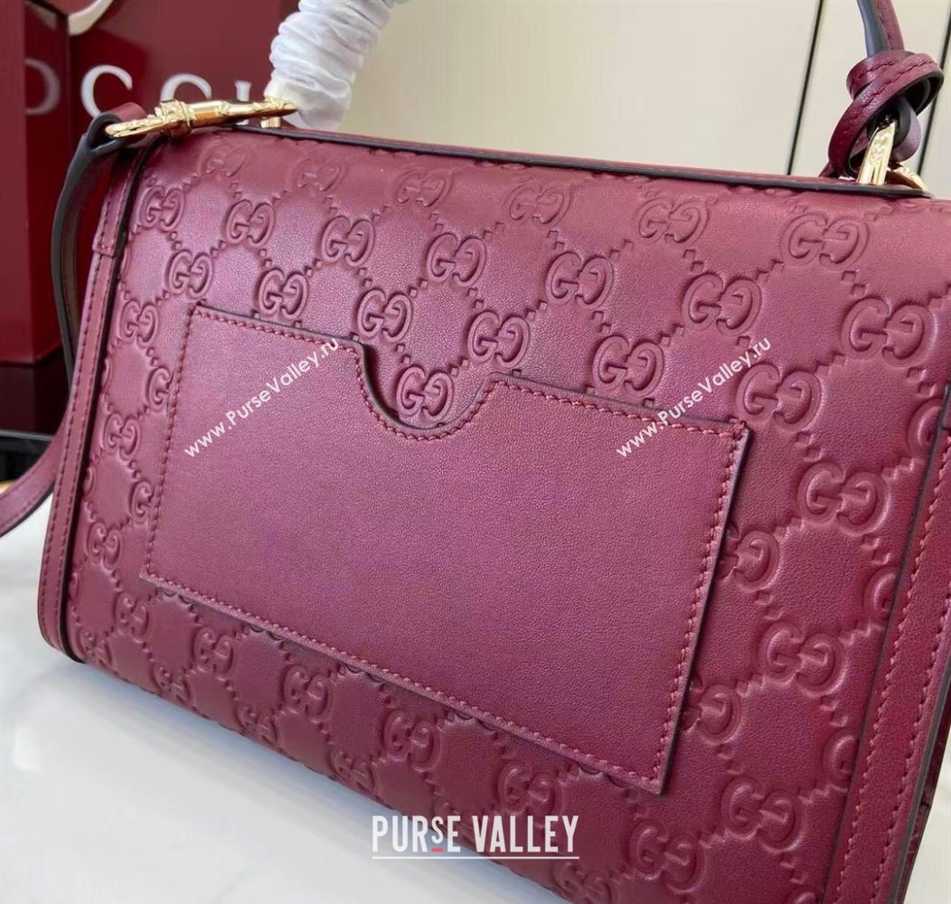 Gucci Padlock GG Leather medium top handle bag Red 2025 838998 (XLU-250930045)