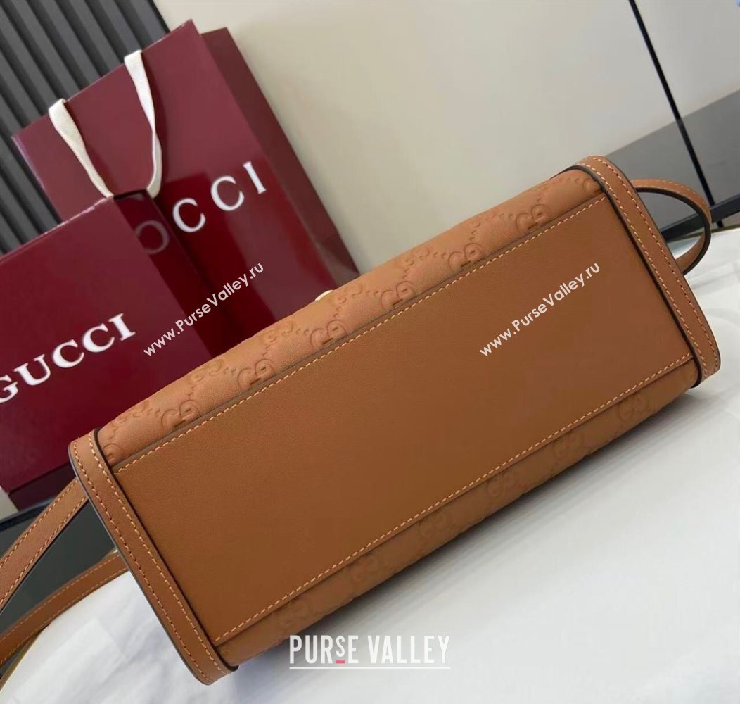 Gucci Padlock GG Leather medium top handle bag Brown 2025 838998 (XLU-250930046)