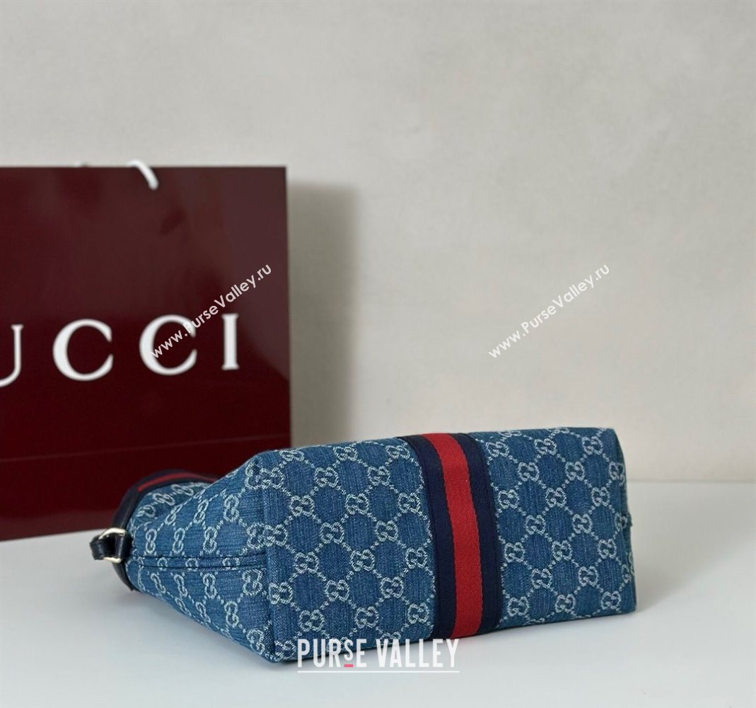 Gucci Giglio Small Tote Bag in GG Denim 860845 Blue2 2025 (DLH-251124077)