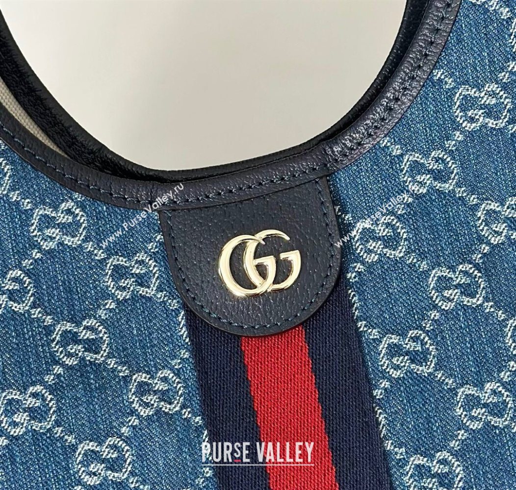 Gucci Giglio Small Tote Bag in GG Denim 860845 Dark Blue 2025 (DLH-250930035)