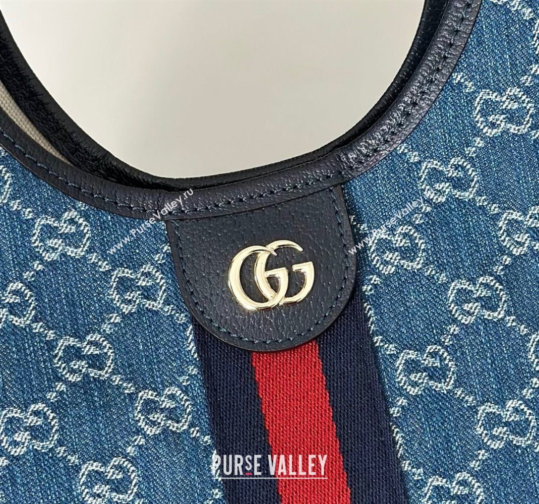 Gucci Giglio Small Tote Bag in GG Denim 860845 Blue2 2025 (DLH-251124077)
