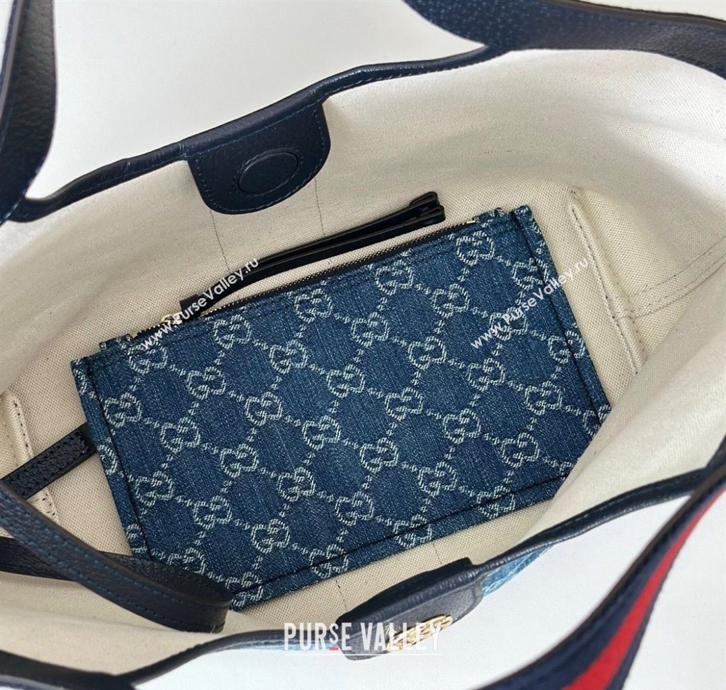 Gucci Giglio Small Tote Bag in GG Denim 860845 Dark Blue 2025 (DLH-250930035)