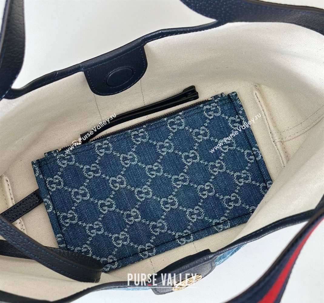 Gucci Giglio Small Tote Bag in GG Denim 860845 Blue2 2025 (DLH-251124077)