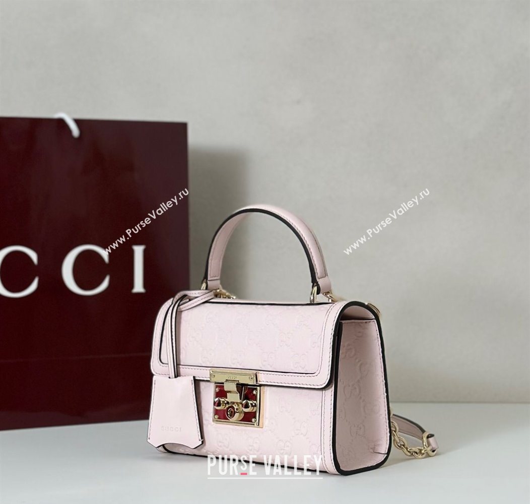 Gucci Padlock GG Leather Small top handle bag Pink 2025 848884 (DLH-250930048)