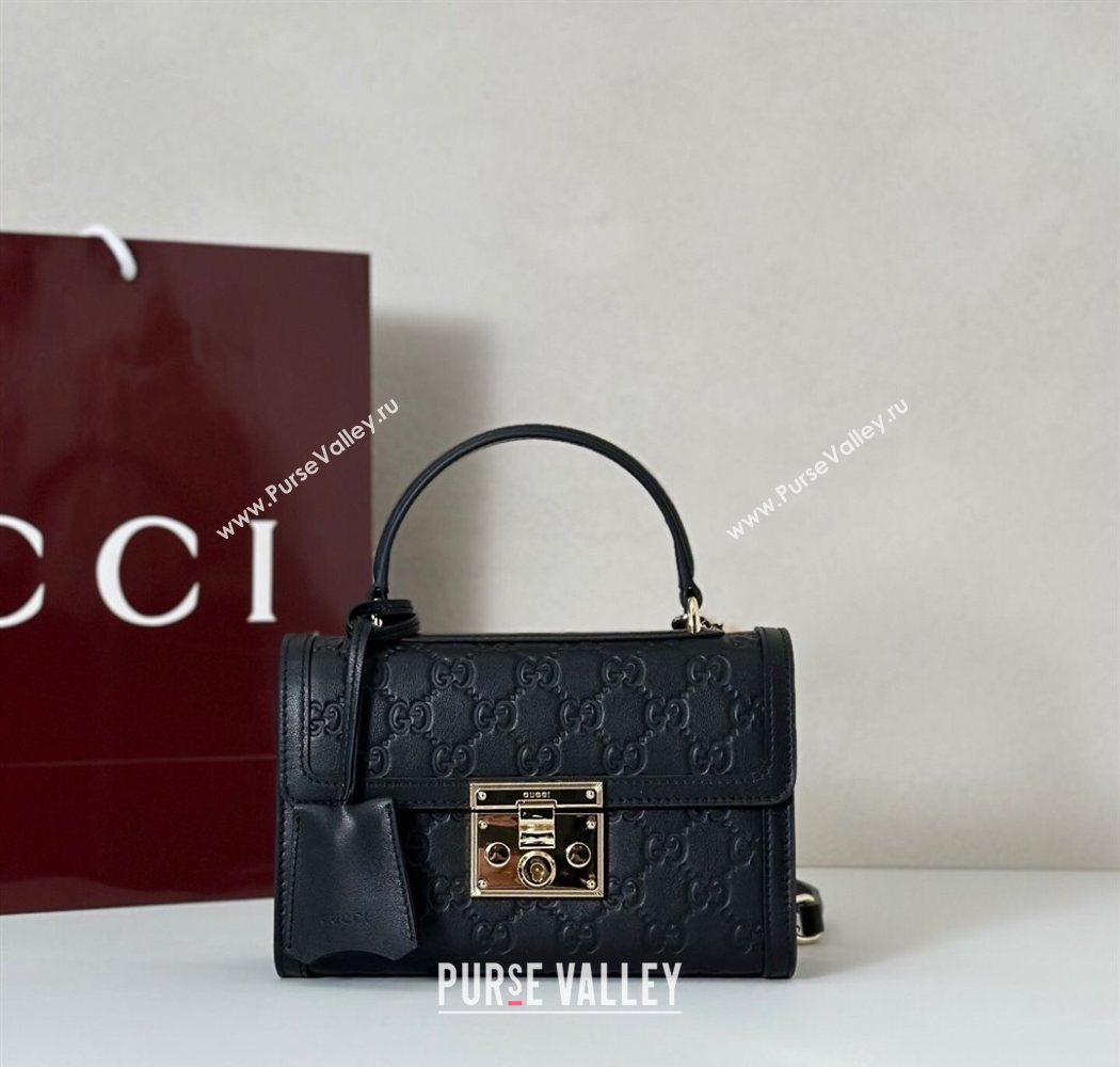 Gucci Padlock GG Leather Small top handle bag Black 2025 848884 (DLH-250930049)