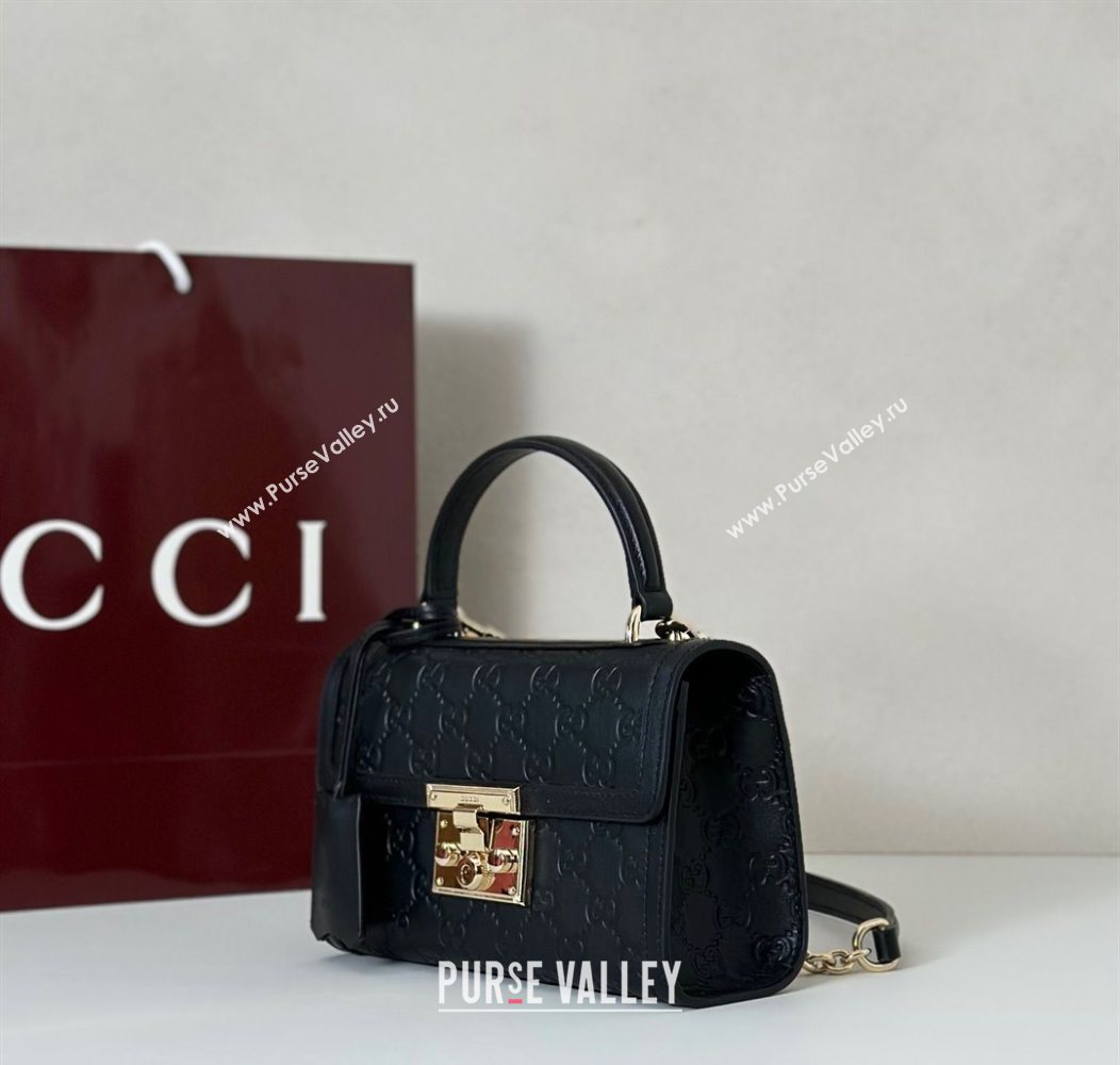 Gucci Padlock GG Leather Small top handle bag Black 2025 848884 (DLH-250930049)