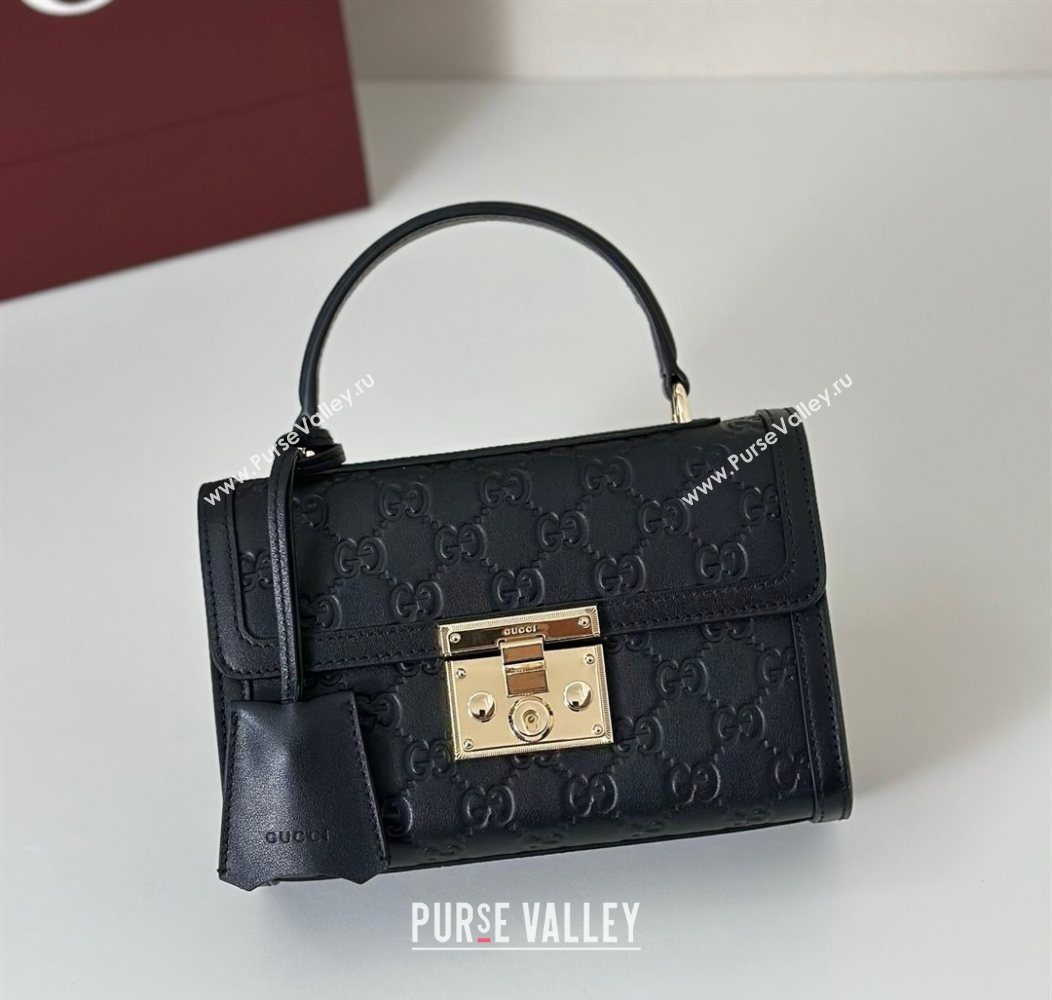 Gucci Padlock GG Leather Small top handle bag Black 2025 848884 (DLH-250930049)