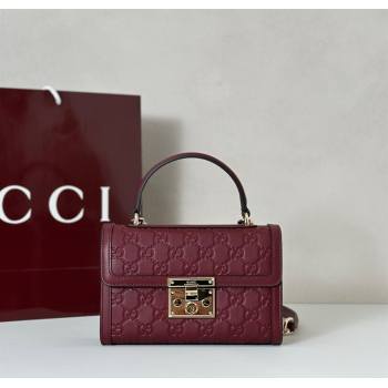 Gucci Padlock GG Leather Small top handle bag Red 2025 848884 (DLH-250930050)