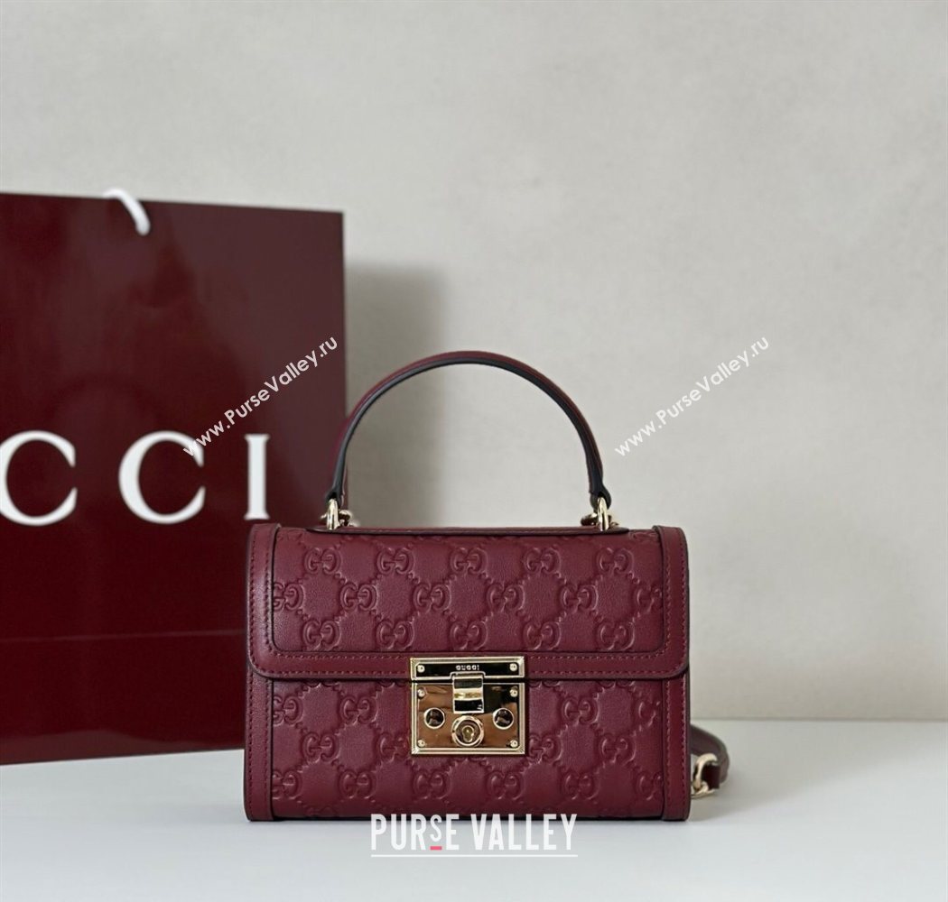 Gucci Padlock GG Leather Small top handle bag Red 2025 848884 (DLH-250930050)