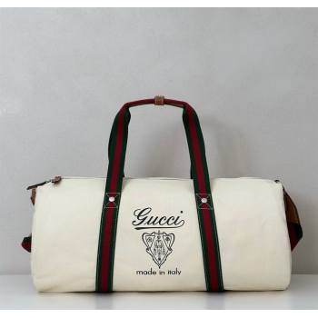 Gucci Mens Large printed canvas duffle bag White 2025 816866 (DLH-250930029)