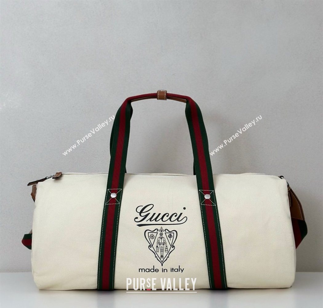 Gucci Mens Large printed canvas duffle bag White 2025 816866 (DLH-250930029)