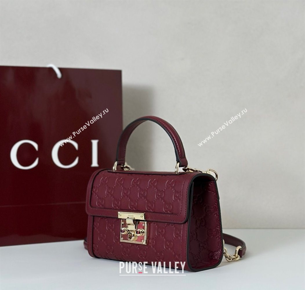 Gucci Padlock GG Leather Small top handle bag Red 2025 848884 (DLH-250930050)