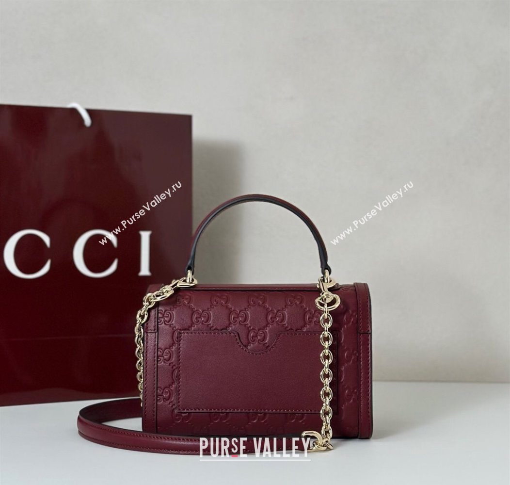 Gucci Padlock GG Leather Small top handle bag Red 2025 848884 (DLH-250930050)