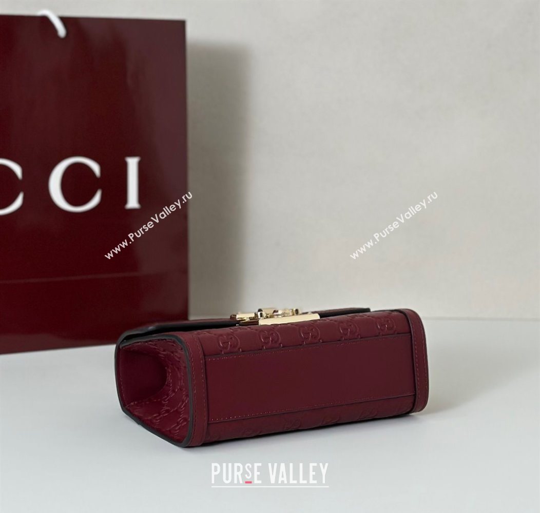 Gucci Padlock GG Leather Small top handle bag Red 2025 848884 (DLH-250930050)