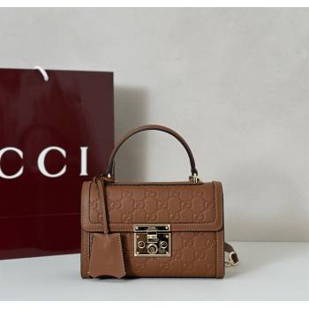 Gucci Padlock GG Leather Small top handle bag Brown 2025 848884 (DLH-250930051)