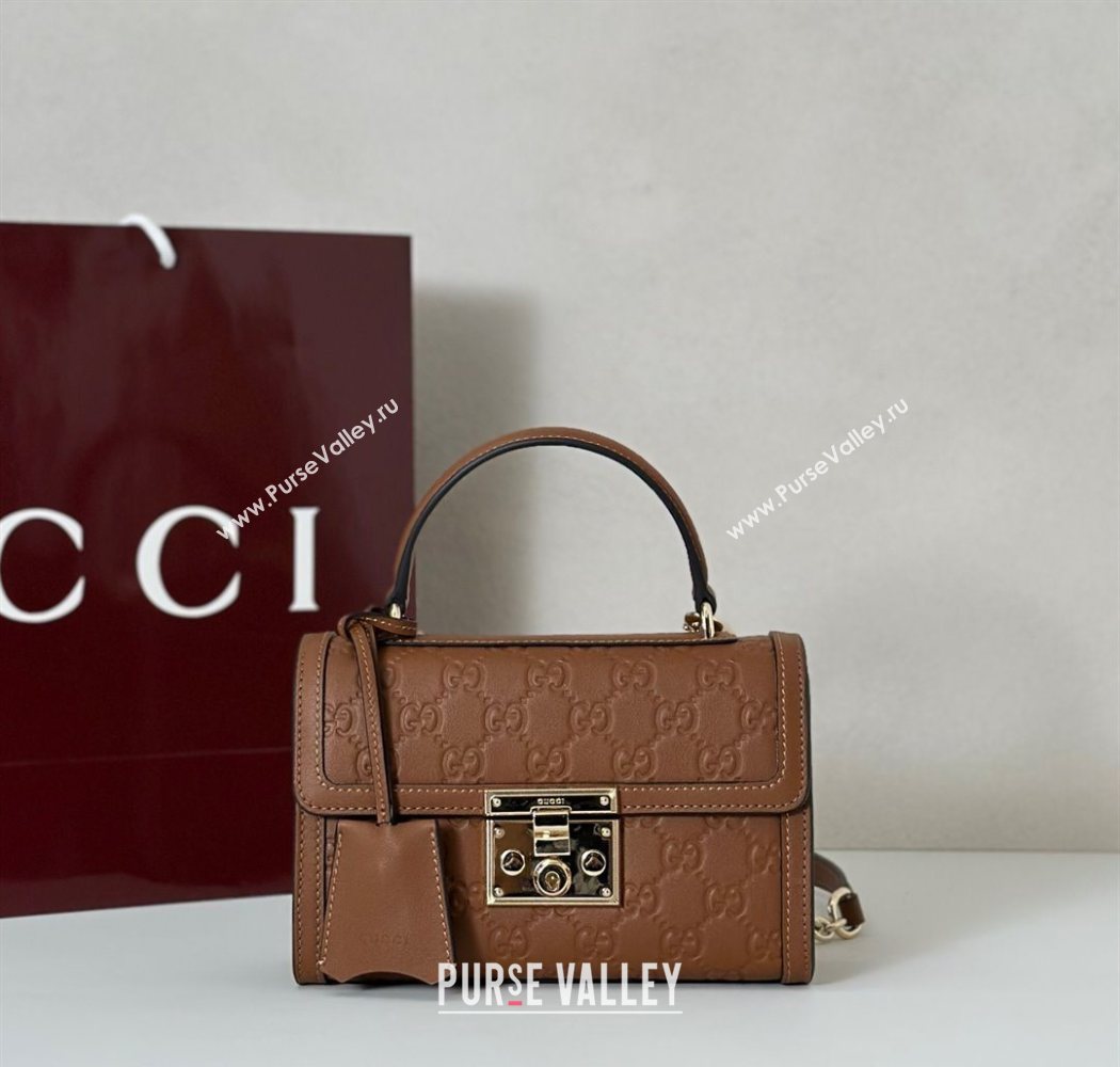 Gucci Padlock GG Leather Small top handle bag Brown 2025 848884 (DLH-250930051)