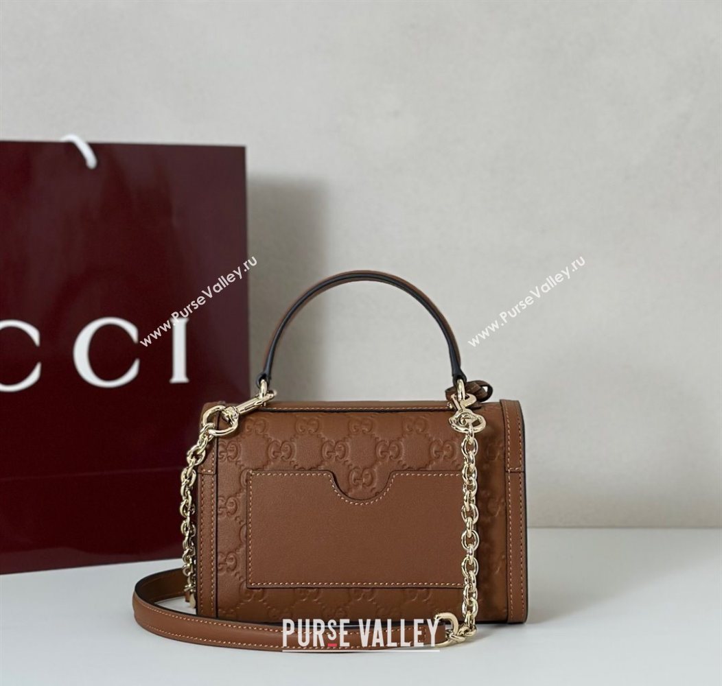 Gucci Padlock GG Leather Small top handle bag Brown 2025 848884 (DLH-250930051)