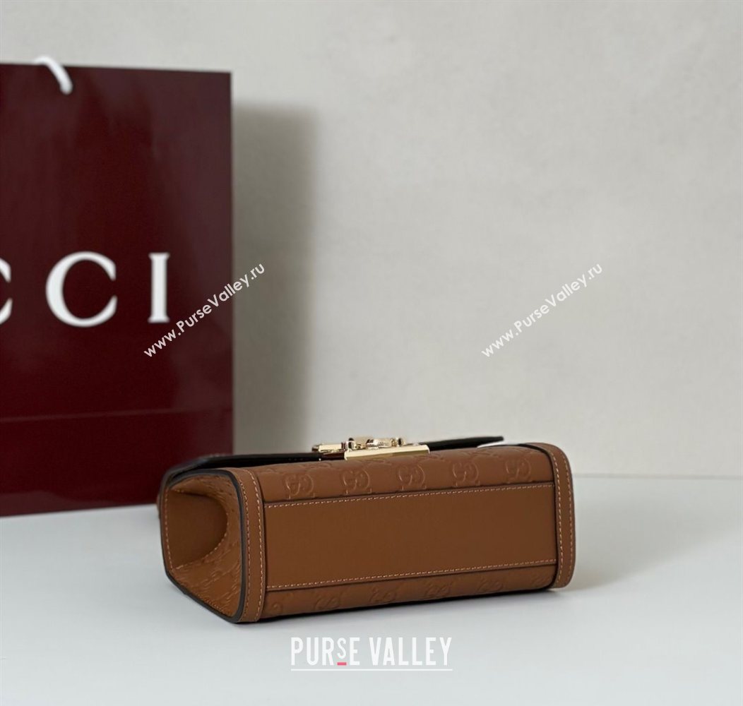 Gucci Padlock GG Leather Small top handle bag Brown 2025 848884 (DLH-250930051)