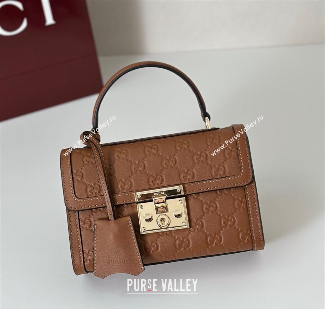 Gucci Padlock GG Leather Small top handle bag Brown 2025 848884 (DLH-250930051)