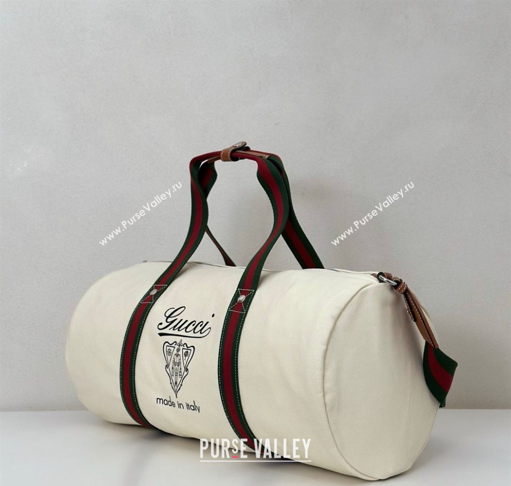 Gucci Mens Large printed canvas duffle bag White 2025 816866 (DLH-250930029)