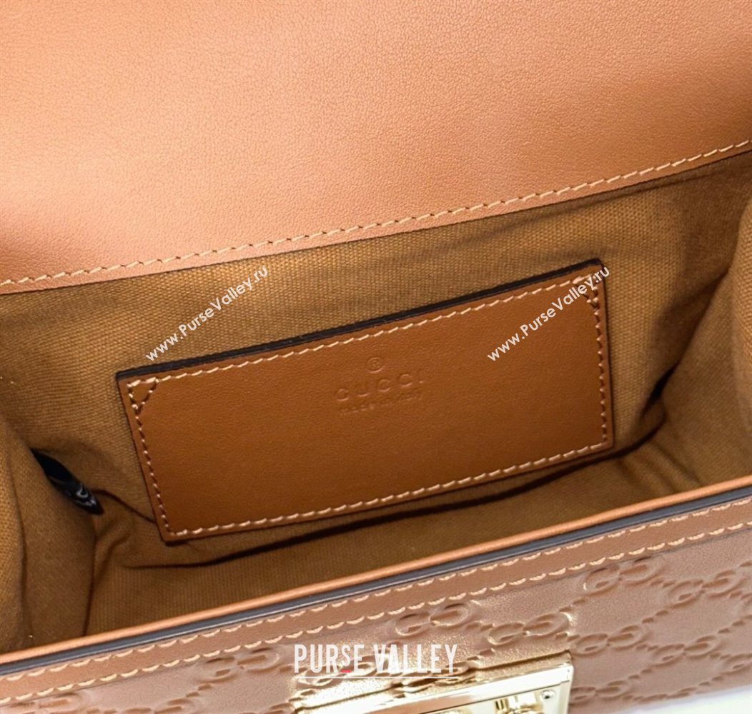 Gucci Padlock GG Leather Small top handle bag Brown 2025 848884 (DLH-250930051)