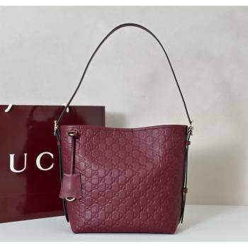 Gucci GG Leather Emblem small shoulder bag Red 2025 848881 (DLH-250930054)