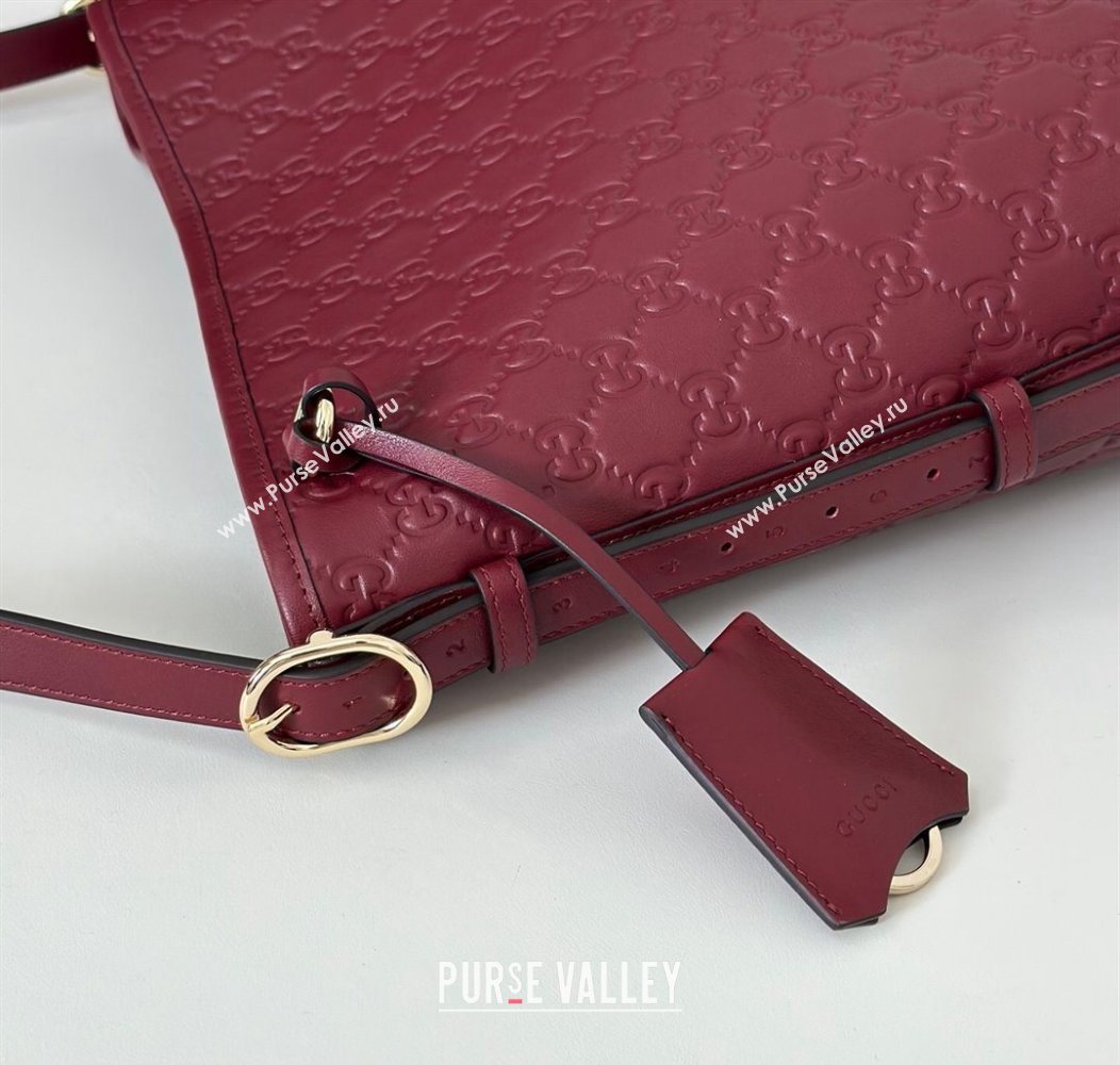 Gucci GG Leather Emblem small shoulder bag Red 2025 848881 (DLH-250930054)