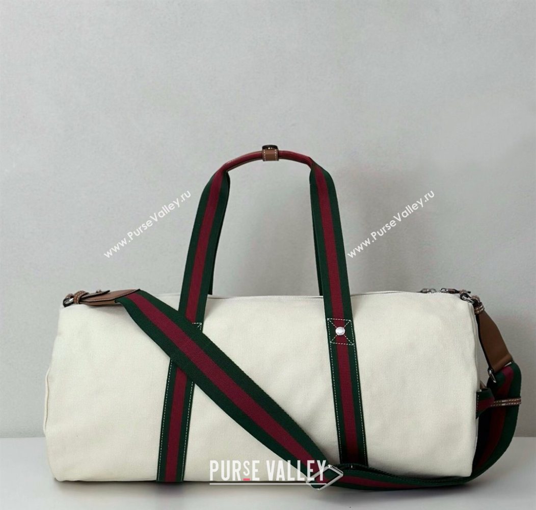 Gucci Mens Large printed canvas duffle bag White 2025 816866 (DLH-250930029)