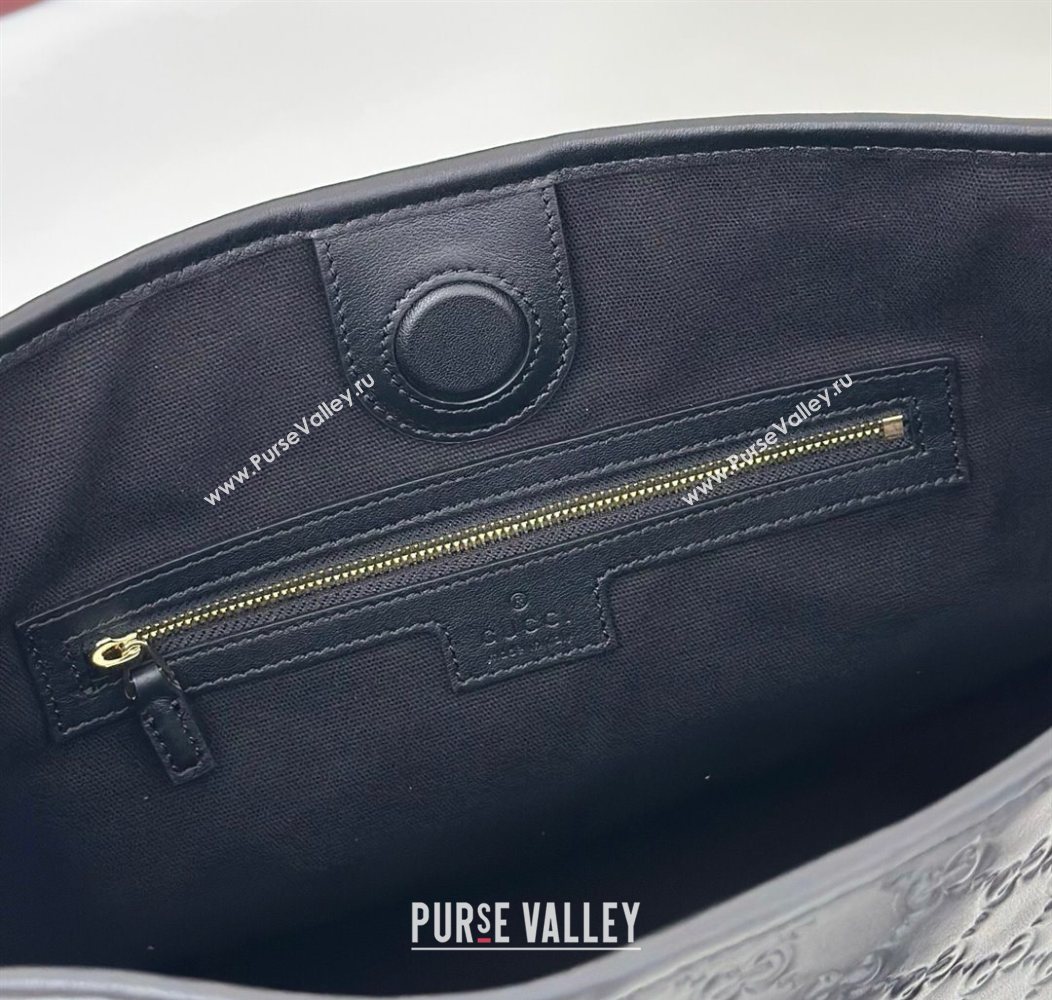 Gucci GG Leather Emblem small shoulder bag Black 2025 848881 (DLH-250930055)