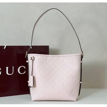 Gucci GG Leather Emblem small shoulder bag Pink 2025 848881 (DLH-250930056)