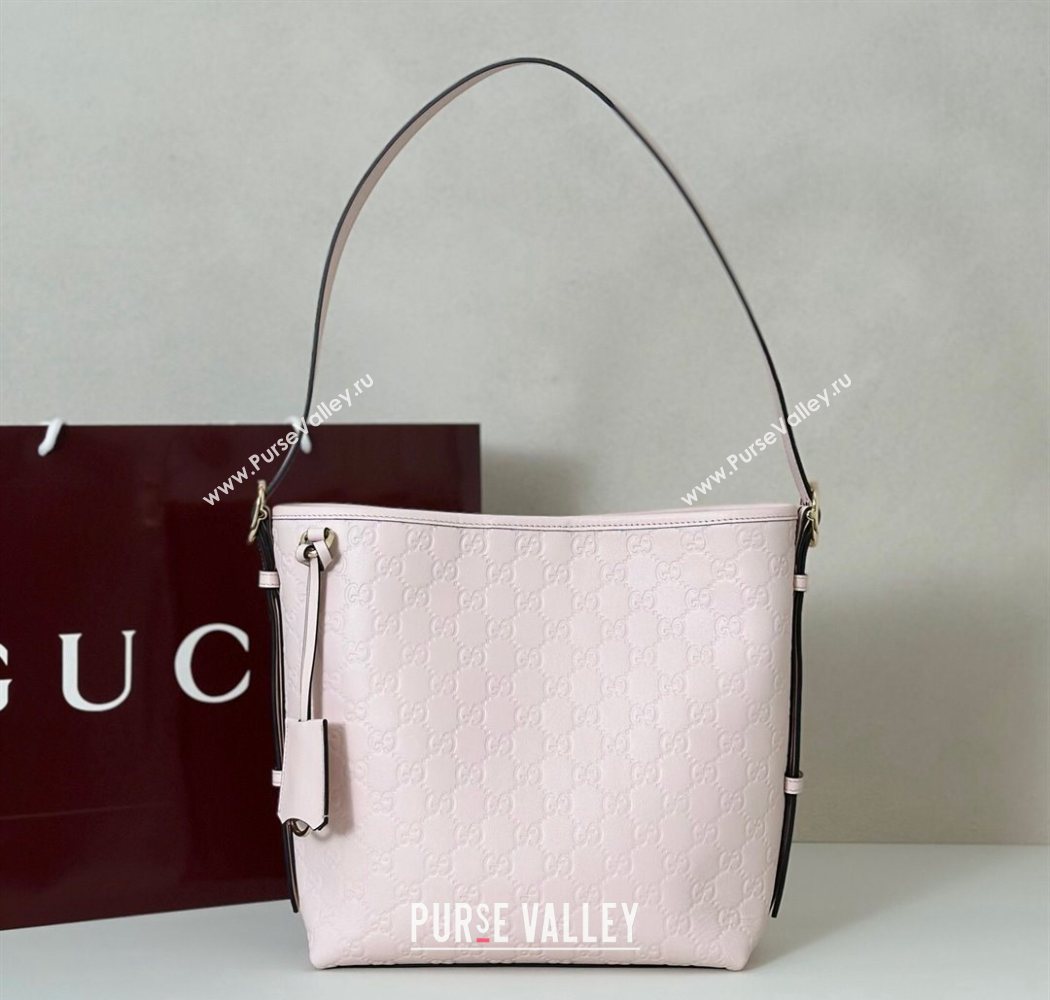 Gucci GG Leather Emblem small shoulder bag Pink 2025 848881 (DLH-250930056)