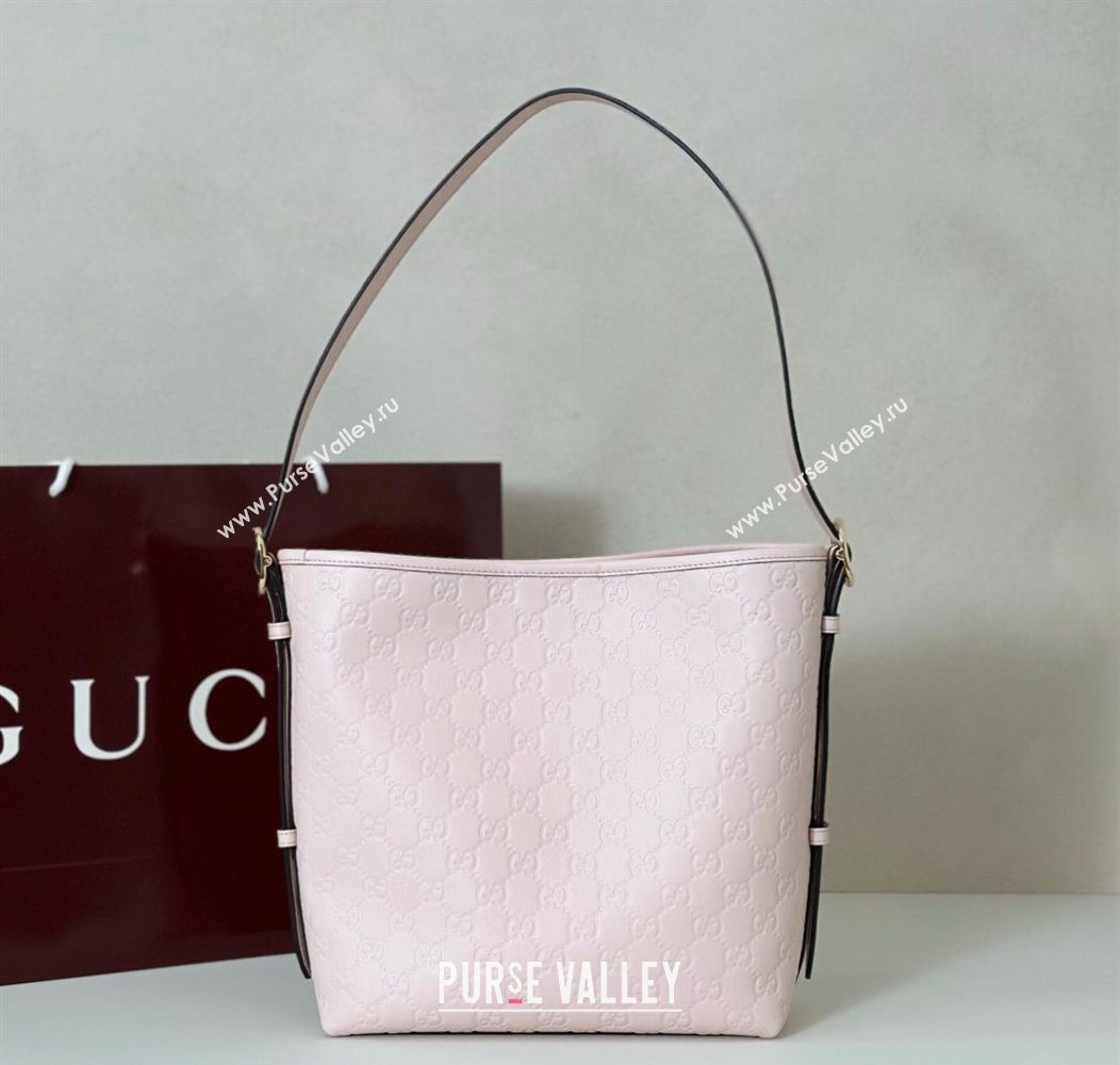 Gucci GG Leather Emblem small shoulder bag Pink 2025 848881 (DLH-250930056)