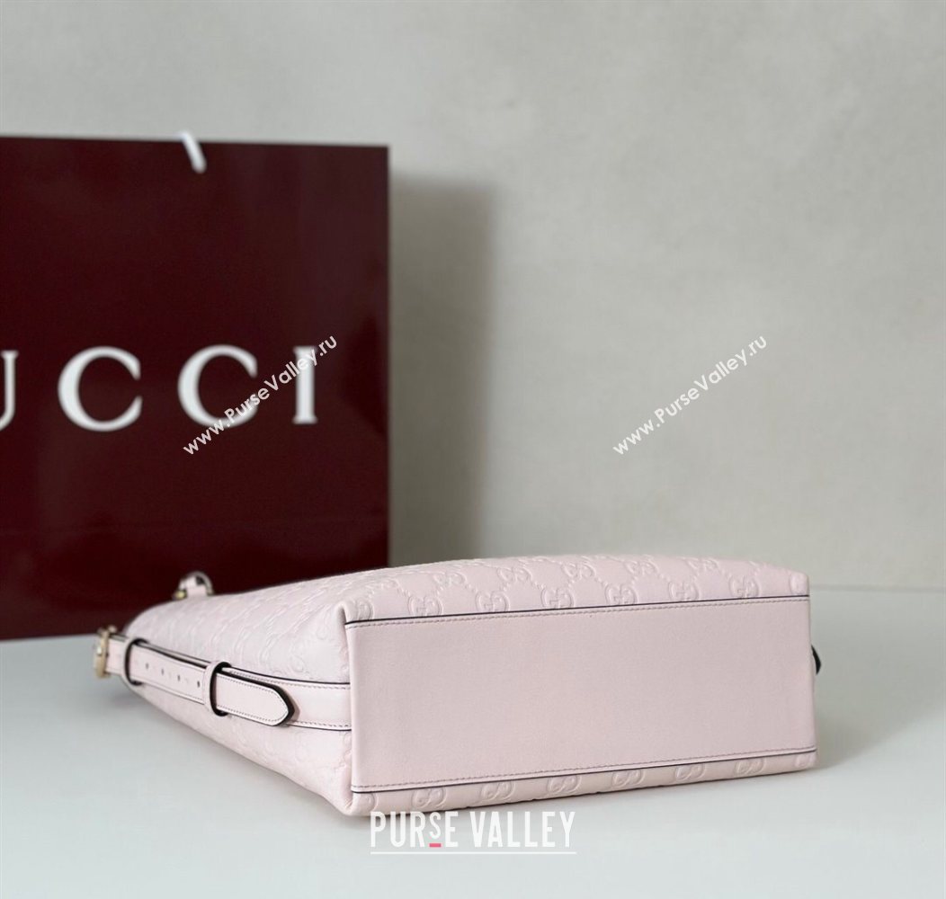 Gucci GG Leather Emblem small shoulder bag Pink 2025 848881 (DLH-250930056)
