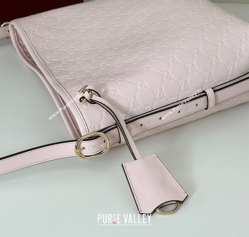 Gucci GG Leather Emblem small shoulder bag Pink 2025 848881 (DLH-250930056)