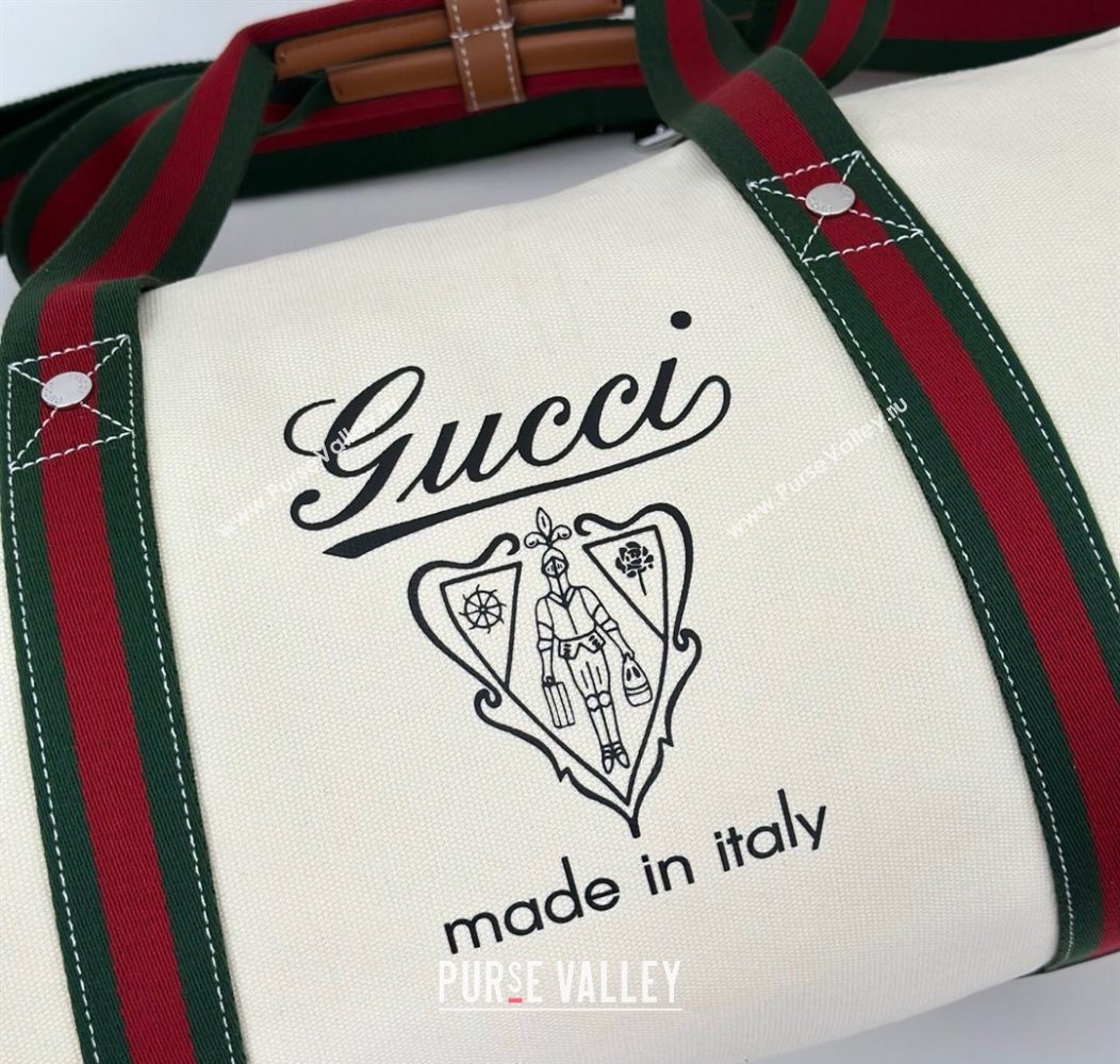 Gucci Mens Large printed canvas duffle bag White 2025 816866 (DLH-250930029)