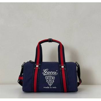 Gucci Small printed canvas duffle bag Dark Blue 2025 816865 (DLH-250930052)