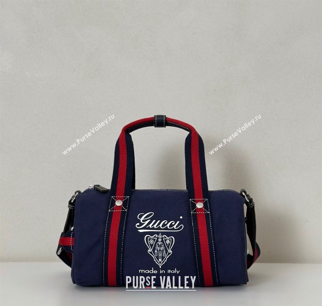 Gucci Small printed canvas duffle bag Dark Blue 2025 816865 (DLH-250930052)