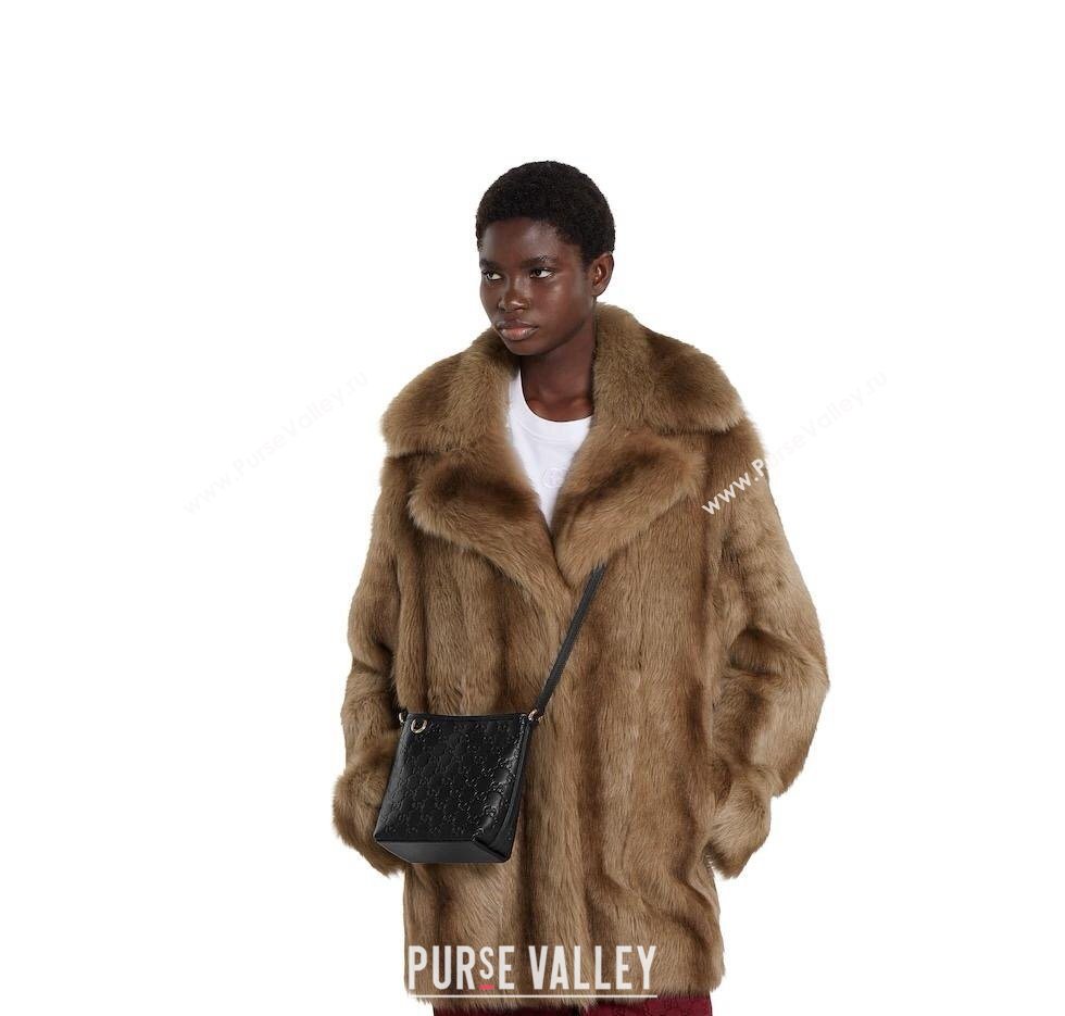 Gucci GG Canvas Emblem Nano Bucket Bag Beige/Black 2025 847090 (DLH-250930060)