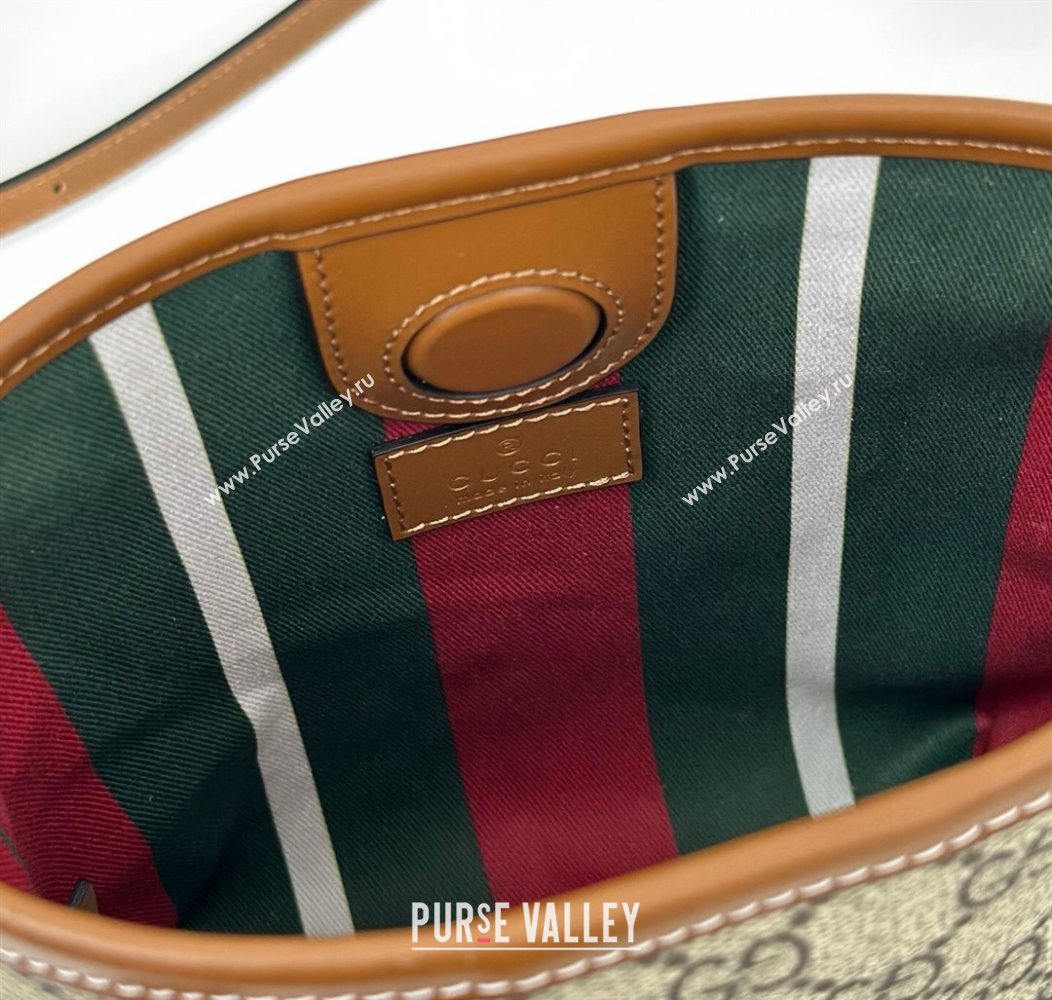 Gucci GG Canvas Emblem Nano Bucket Bag Beige/Brown 2025 847090 (DLH-250930059)