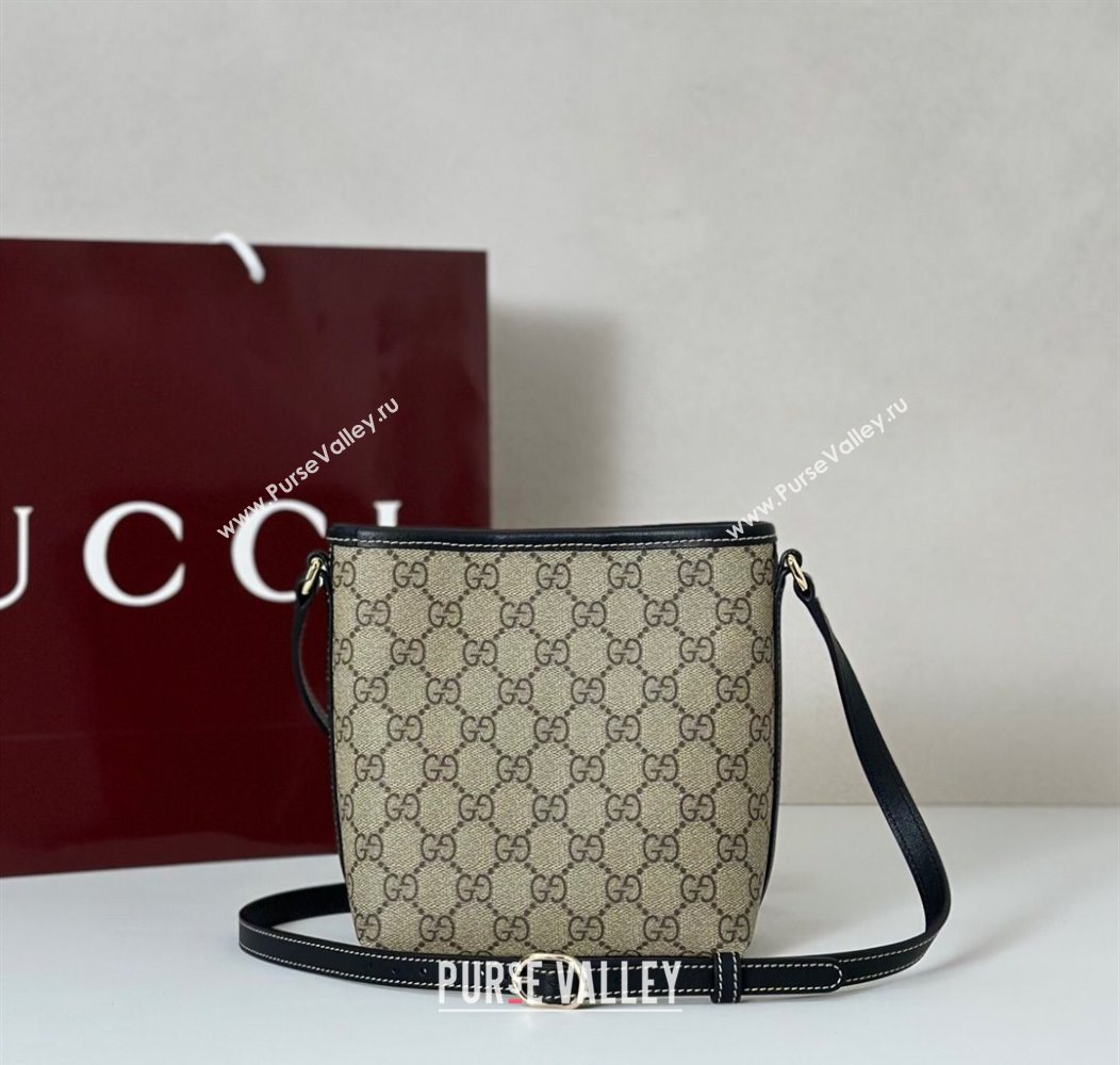 Gucci GG Canvas Emblem Nano Bucket Bag Beige/Black 2025 847090 (DLH-250930060)