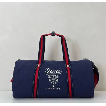 Gucci Mens Large printed canvas duffle bag Dark Blue 2025 816866 (DLH-250930030)