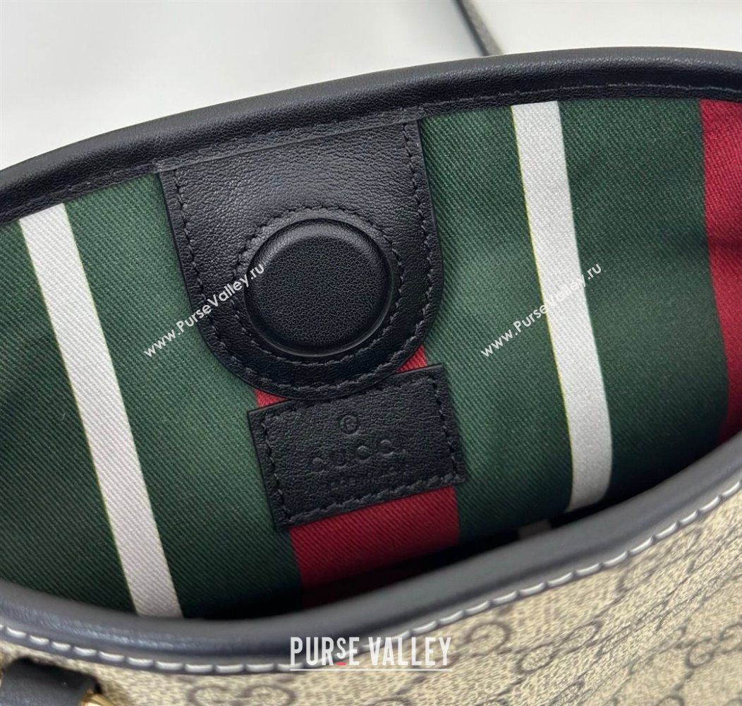 Gucci GG Canvas Emblem Nano Bucket Bag Beige/Black 2025 847090 (DLH-250930060)