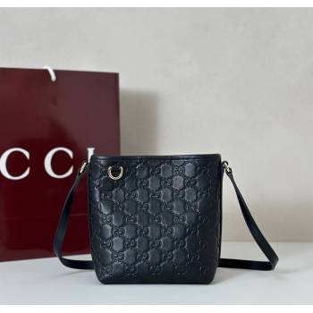 Gucci GG Leather Emblem Nano Bucket Bag Black 2025 847090 (DLH-250930061)