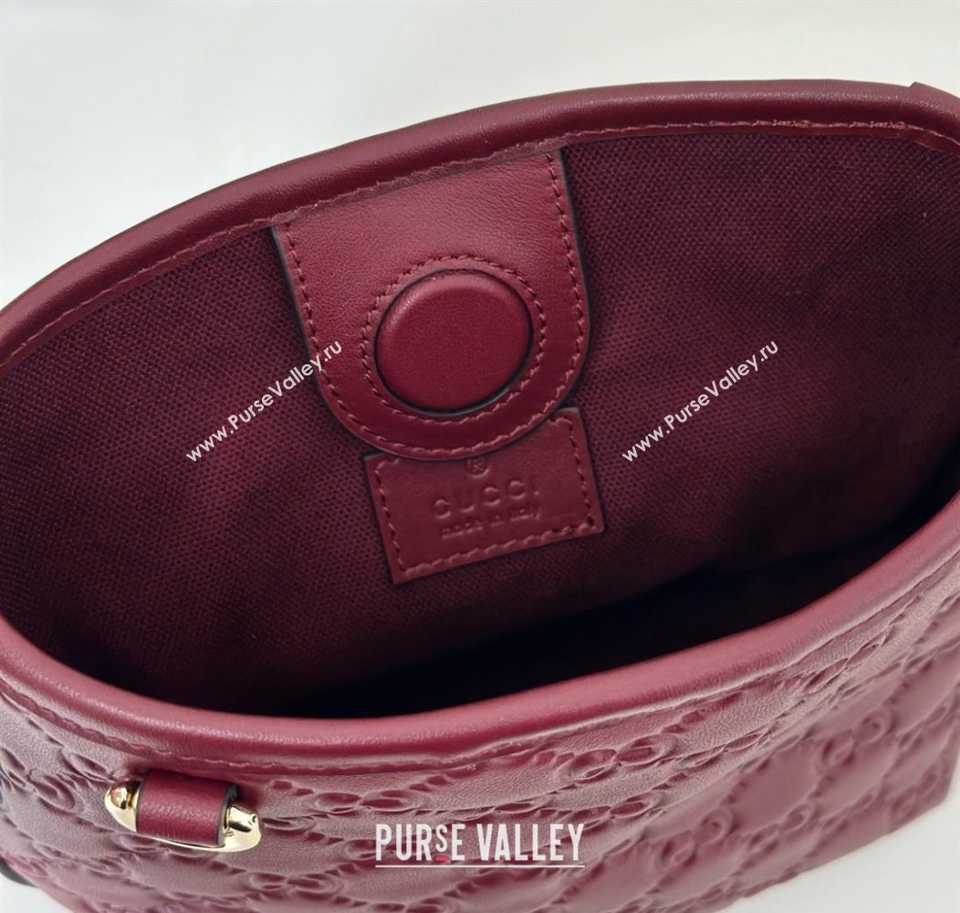 Gucci GG Leather Emblem Nano Bucket Bag Red 2025 847090 (DLH-250930062)