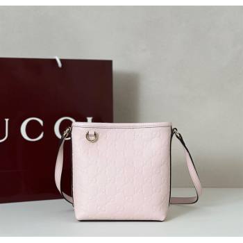Gucci GG Leather Emblem Nano Bucket Bag Pink 2025 847090 (DLH-250930063)