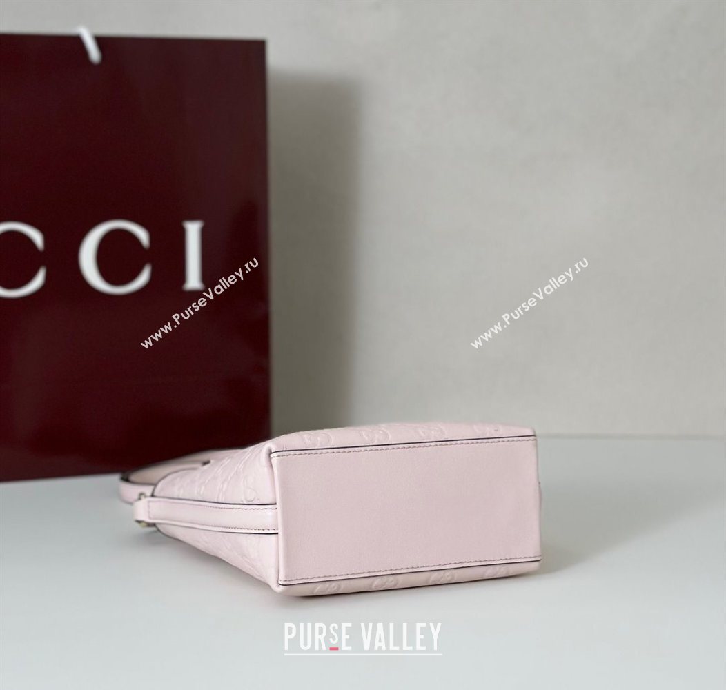 Gucci GG Leather Emblem Nano Bucket Bag Pink 2025 847090 (DLH-250930063)