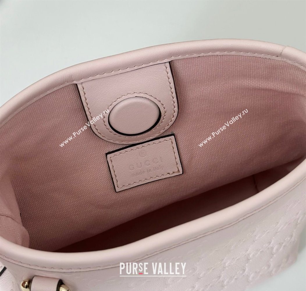 Gucci GG Leather Emblem Nano Bucket Bag Pink 2025 847090 (DLH-250930063)