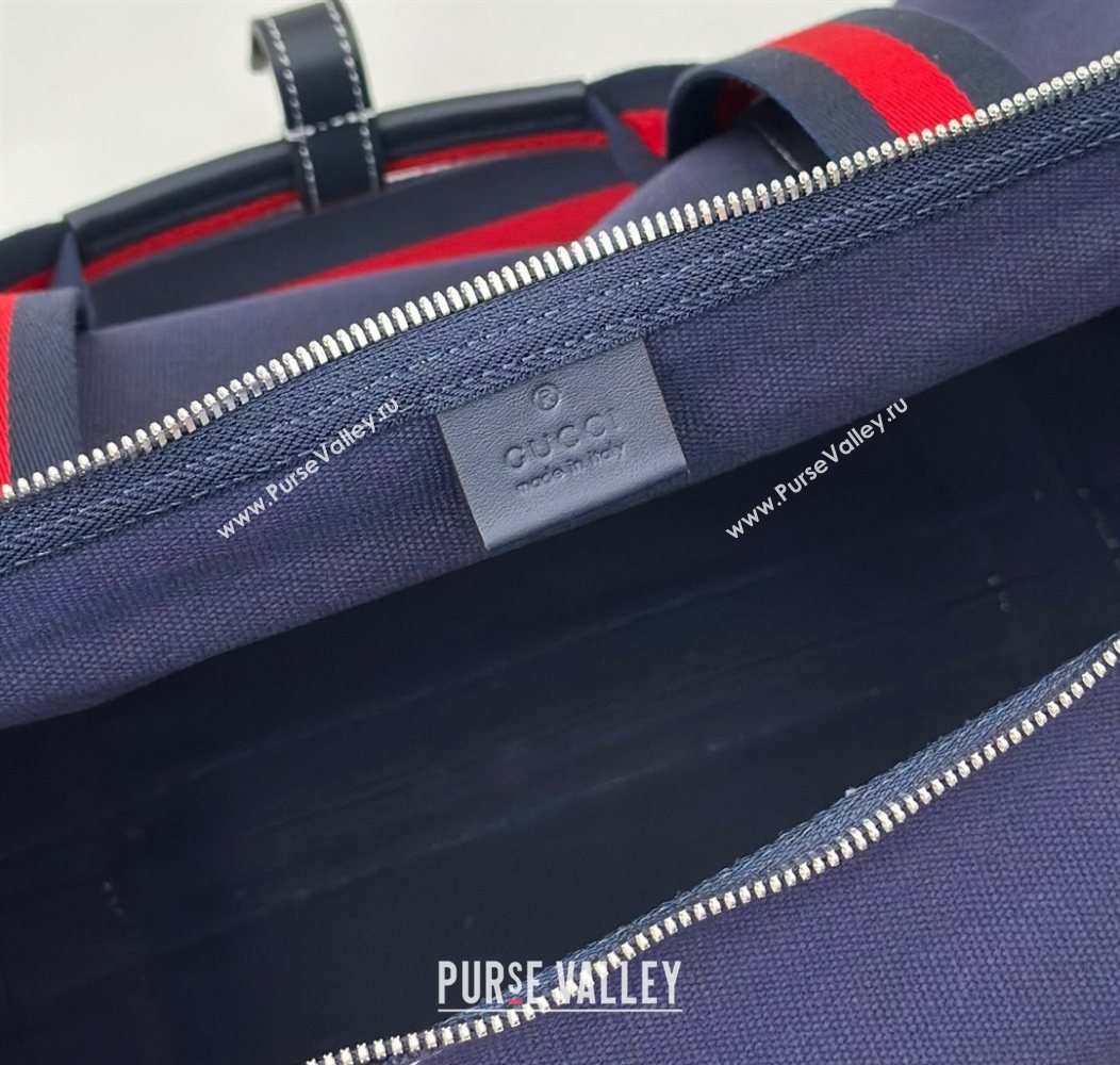 Gucci Mens Large printed canvas duffle bag Dark Blue 2025 816866 (DLH-250930030)